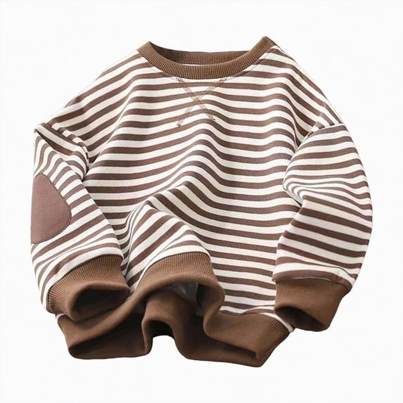 HCNTES Big Boys Casual Long Sleeve Crew Neck Cotton Basic Tops T-Shirts Tunic(Brown,3-4 Years)
