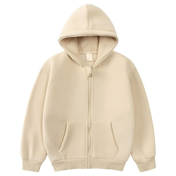 HCNTES Big Girls Zip Up Hoodie Kids Full Zipper Hooded Fashion Sweatshirt(P8-Khaki,18-24 Months)