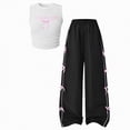 thumbnail image 1 of HCNTES Big Kids 2 Piece Outfits Girls Summer Short Sleeve T-Shirts and Pants Set Fashion Clothing Sets Teen Girls School Clothes Age 8-14(P05-White,10-11 Years), 1 of 9
