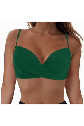 Bikini Tops for Women Triangle Bikini Top Halter String Bathing Suits Top Bag Plus Size Beach Bikini Large Backless Swimsuit Top for Women(Green,S)