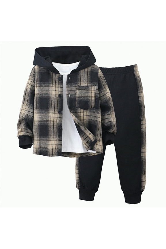 Boy Girl Clothes Hoodie Long Sleeve Sweatshirts Pants Set Toddler Girls Fall Winter Outfits Sweatsuits(B-Brown4,6-7 Years)