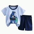 thumbnail image 1 of HCNTES Boy's Short Set 2 Piece Crewneck T-Shirt and Short Outfits Summer Casual Sets for Kids(2-3 Years,a126-Light Blue), 1 of 4