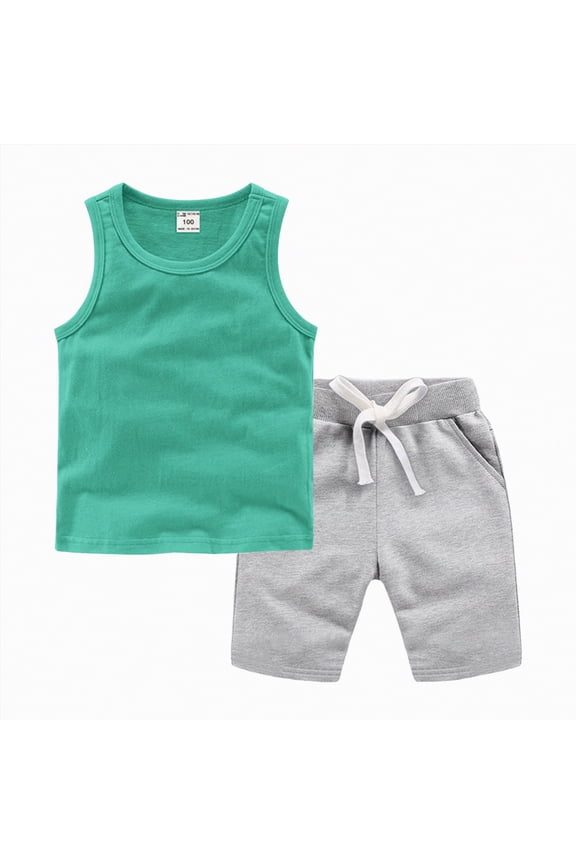 Boys Athletic Shorts and Performance T-Shirt Crew Neck Boy Clothes Set Spring Summer Kids Outfit Children's World Cup Clothing 5T 6T 7T 8T 9T 10T 11T(F02-Green,1-2 Years)