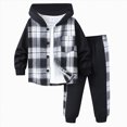 thumbnail image 1 of HCNTES Boys Clothes Flannel Plaid Shirt Sweatshirt Pullover Jacket Cardigan Pants Set 2PCS Kids Boys Fall Winter Outfits Sets 1 2 3 4 5 6 7 8 9 Years, 1 of 4