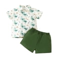 thumbnail image 1 of HCNTES Toddler Boy's Fashionable 2 Piece Outfit, a Gradient Neon Colored Short Sleeve T Shirt and Printed Shorts,2-3 Years Green, 1 of 8