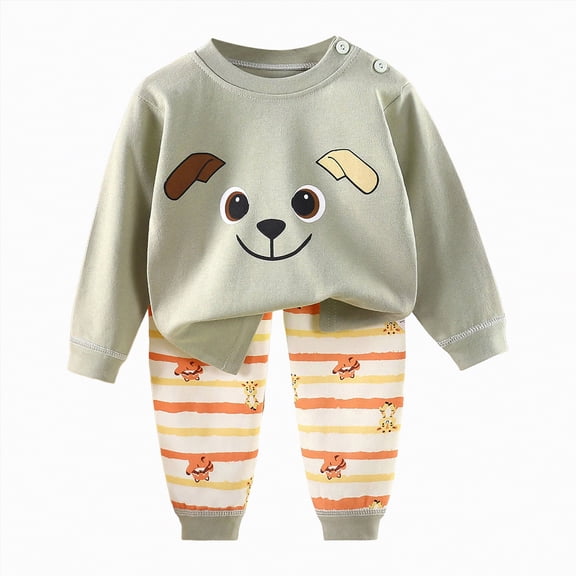 HCNTES Boys Cotton Pajamas Set Kids Soft Long Sleeve Top and Pants Sleepwear 2 Pcs Comfy Pjs Set(5-6 Years,a316-AG)
