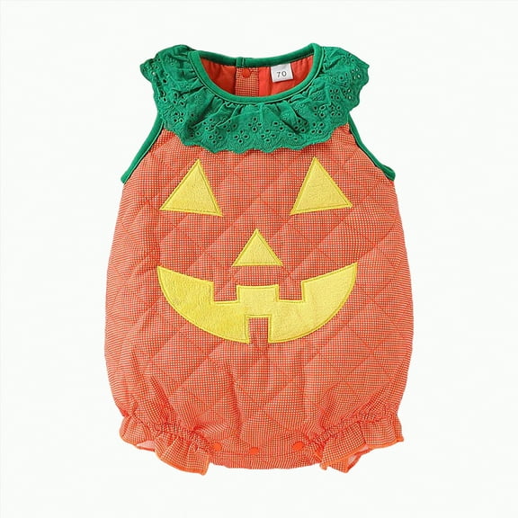 HCNTES Boys Crawling Clothes Comfortable Soft Warm and Thickened Halloween Printed Baby Crawling Clothes Set(Orange&3,3-4 Years)