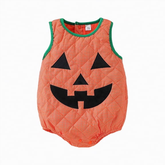 HCNTES Boys Crawling Clothes Comfortable Soft Warm and Thickened Halloween Printed Baby Crawling Clothes Set(Style2-Orange,6-12 Months)