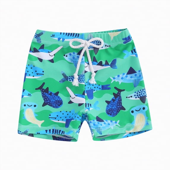 HCNTES Boys Swim Trunks Toddler Kids Baby Boys Summer Print Shorts Beach Swimwear Swimming Trunks(Green,18-24 Months)