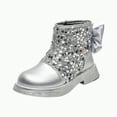 thumbnail image 1 of HCNTES Boys Girls Boots Lace Up Kids Cowboy Boots Toddler Boots With Side Zipper(1,Silver&n3), 1 of 6