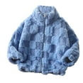 thumbnail image 1 of HCNTES Boys Girls Fuzzy Winter Coats Plaid Color Block Zip Up Stand Jackets Warm Outwear Coats for 1 To 12 Years,Sizes 11-12 Years, 1 of 4