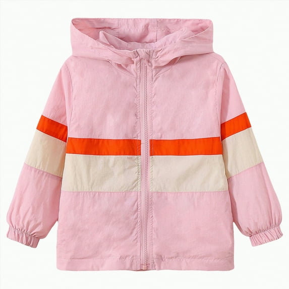 HCNTES Boys Girls Lightweight Raincoat Waterproof Hooded Rain Jacket Windbreaker kids jacket(Style7-Pink,18-24 Months)