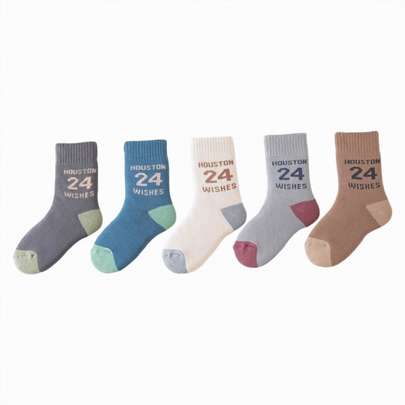 HCNTES Boys Girls Mid Cut Socks Little/Big Children's Crew Socks Kids Fun Cute Sock Spring Summer(Z01-Brown,0-3 Months)