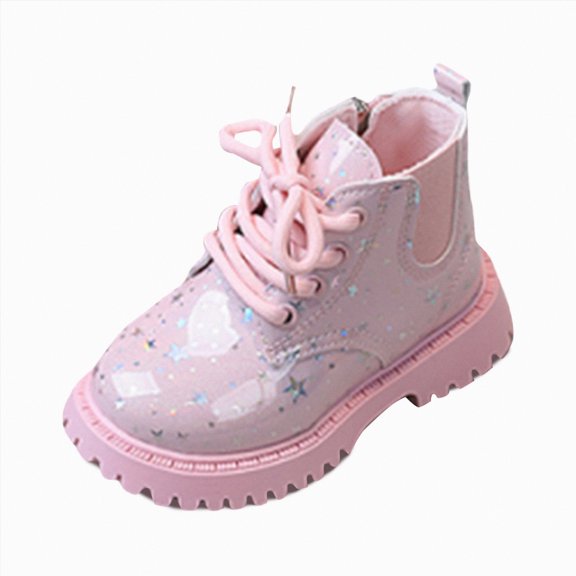 HCNTES Boys Girls Outdoor Side Zipper Comfort Ankle Boots Combat Ankle Booties(10.5,Pink#j2)