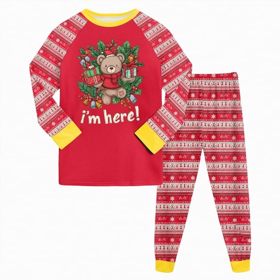 HCNTES Boys Girls Pajamas Set for Kids 2 Piece Long Sleeve Soft Cozy Sleepwear Stretch Fashion Pjs for Big Boys(6-7 Years,a70-Red)