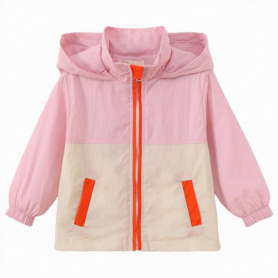 HCNTES Boys Girls Rain Jackets Lightweight Waterproof Hooded Raincoats Windbreakers for Kids(Style4-Pink,4-5 Years)