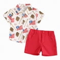 thumbnail image 1 of HCNTES Boys Girls Short Sleeved Shorts Suit Children Fashionable Independence Day Print Outfit for Little kids Big Kids(D01-White,6-12 Months), 1 of 9