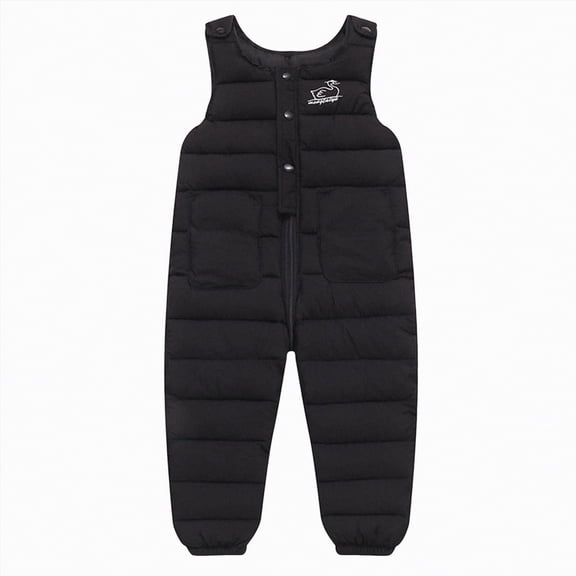 HCNTES Boys Girls Snowsuit with Adjustable Shoulder Straps Children's Insulated Bib Overalls for Winter Sports(A01-Black,3-4 Years)