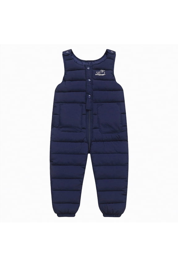 Boys Girls Snowsuit with Adjustable Shoulder Straps Children's Insulated Bib Overalls for Winter Sports(A01-Navy,6-12 Months)