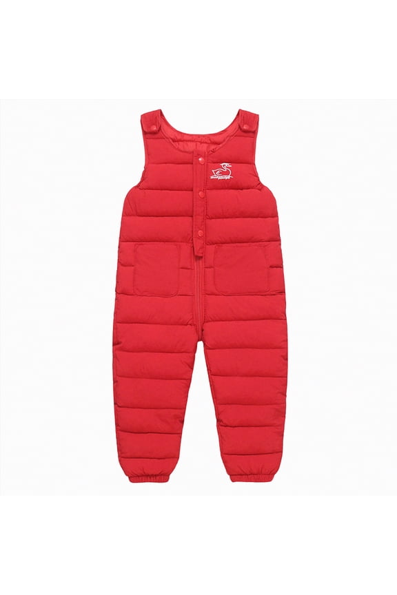 Boys Girls Snowsuit with Adjustable Shoulder Straps Children's Insulated Bib Overalls for Winter Sports(A01-Red,6-12 Months)
