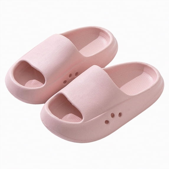 HCNTES Boys Girls Soft Comfortable Slides Non-Slip Slippers Spring Summer Sandals for Indoor Outdoor Pool Beach(L01-Pink,2)
