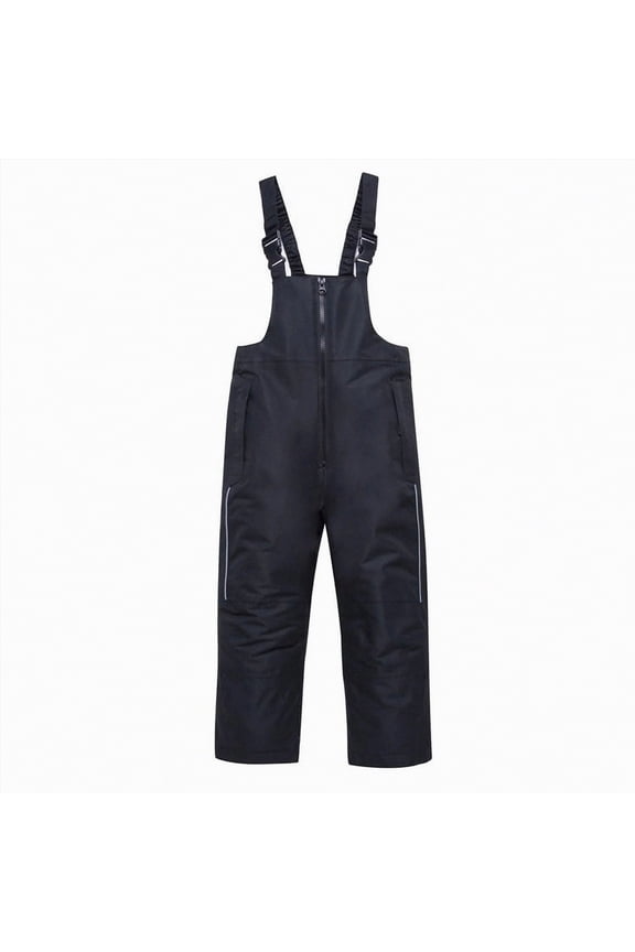 Boys Girls Winter Snowsuit Children's Insulated Bib Overalls with Adjustable Straps for Ski Activities(A-Black,2T)