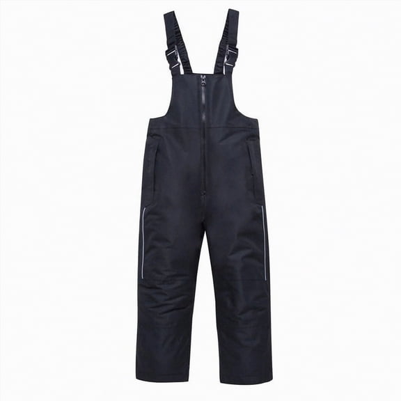 HCNTES Boys Girls Winter Snowsuit Children's Insulated Bib Overalls with Adjustable Straps for Ski Activities(A-Black,3T)