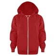 thumbnail image 1 of HCNTES Boys Girls Zipper Sweatshirt Youth Solid Classic Hoodies Soft Full Zip Hooded Sweatshirts for Teens Kids Unisex(6-7 Years,D495-Red), 1 of 4