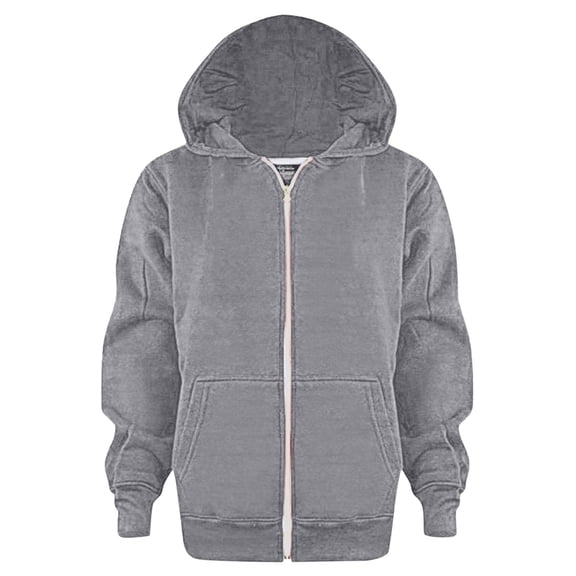 HCNTES Boys Girls Zipper Sweatshirt Youth Solid Classic Hoodies Soft Full Zip Hooded Sweatshirts for Teens Kids Unisex(9-10 Years,D493-Grey)