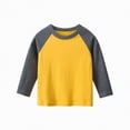 thumbnail image 1 of HCNTES Boys Long Sleeve Raglan T Shirts Kids Color Block Crewneck Casual Tops Tees(Yellow,1-2 Years), 1 of 7