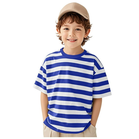 HCNTES Boys' Neat Short Sleeve Tops with Houndstooth-Patterned Cotton for a Smart and Polished Look,11-12 Years Blue