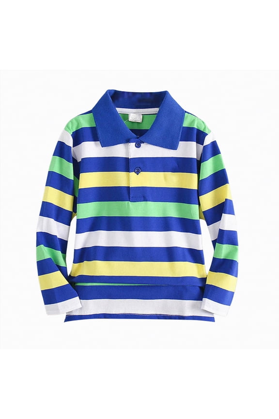 Boys Pique Polo School Uniform Shirt with Long Sleeves for Boys and Girls(Light Blue,4-5 Years)