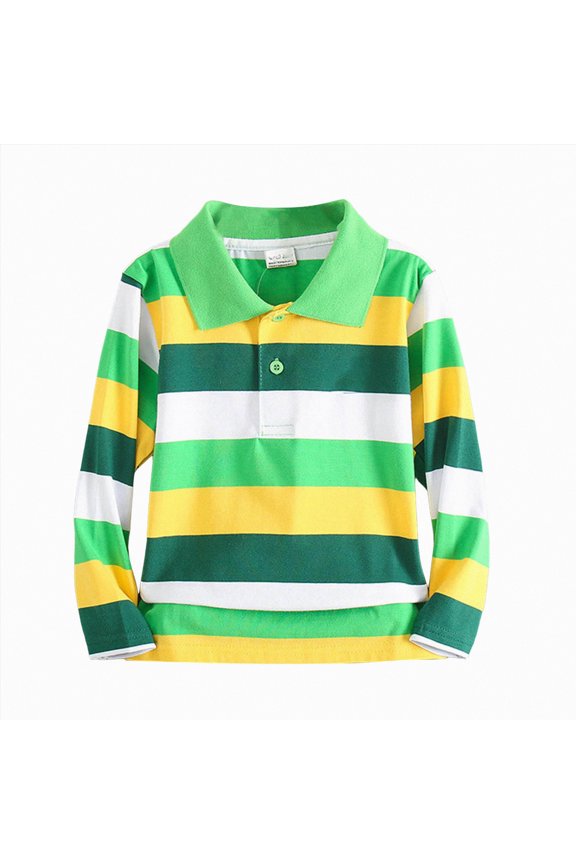 Boys Pique Polo School Uniform Shirt with Long Sleeves for Boys and Girls(Light Green,5-6 Years)