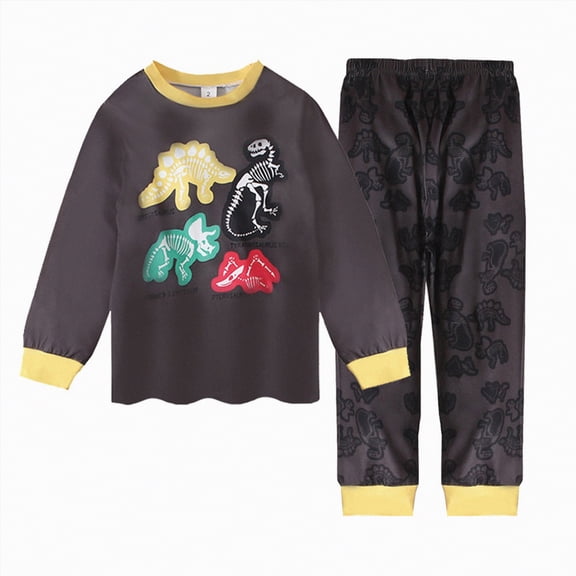 HCNTES Boys Pjs Little Boys Cotton Short Pajamas 2 Piece Summer Kids Clothes Children Toddler(2-3 Years,a108-Dark Gray)