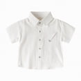 thumbnail image 1 of HCNTES Boys School Shirts 2-15 Years, Toddler Baby Boys Long Sleeve Pullover Tops Kids Casual Button Lapel School Uniform(White,4-5 Years), 1 of 4
