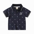 thumbnail image 1 of HCNTES Boys Short Sleeve Dress Shirts Button Down Casual Shirt Summer Formal Uniform Shirt Kids(Navy,3-4 Years), 1 of 4