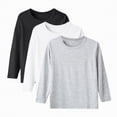 thumbnail image 1 of HCNTES Boys T-Shirt with Long Sleeve, Crew Neck Super Soft Cotton Loose Fit Casual Pullover Tees 3-Pack(Black,9-10 Years), 1 of 4