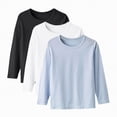 thumbnail image 1 of HCNTES Boys T-Shirt with Long Sleeve, Crew Neck Super Soft Cotton Loose Fit Casual Pullover Tees 3-Pack(Gray,9-10 Years), 1 of 4