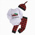 thumbnail image 1 of HCNTES Boys Winter Outfits My First Christmas Baby Boy Baby Boy Fall Clothes Long Sleeve Xmas Tree Car Romper Red Plaid Pants 0 6 9 12 18 24 Months Boys Autumn Fall Set, 1 of 8