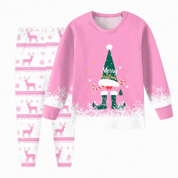 HCNTES Boys and Girls Long Sleeve Trousers Set Comfortable Soft Fashionable Christmas Print Children Pajamas Set,Sizes 2-3 Years