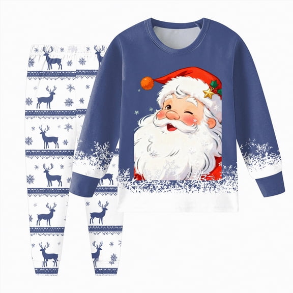 HCNTES Boys and Girls Long Sleeve Trousers Set Comfortable Soft Fashionable Christmas Print Children Pajamas Set,Sizes 5-6 Years