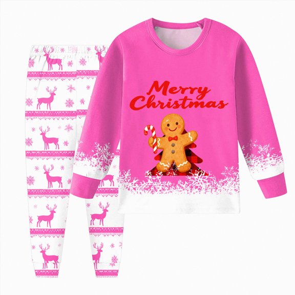 HCNTES Boys and Girls Long Sleeve Trousers Set Comfortable Soft Fashionable Christmas Print Children Pajamas Set,Sizes 6-7 Years