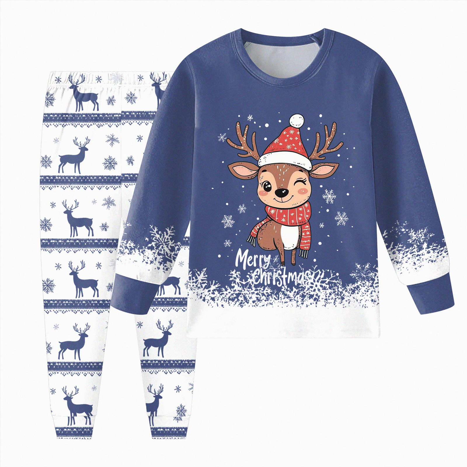 Children's Christmas Tree Print Long Sleeve Pajama Set main image 1