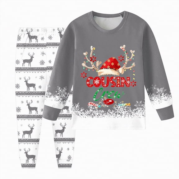 HCNTES Boys and Girls Long Sleeve Trousers Set Comfortable Soft Fashionable Christmas Print Children Pajamas Set,Sizes 8-9 Years