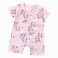 thumbnail image 1 of HCNTES Child Baby Boys Girls Unisex Short Sleeve Romper Bodysuit One-Piece Infant Kids Cute Sleepwear Pajamas Dailywear for Spring and Summer(L01-Pink,18-24 Months), 1 of 4