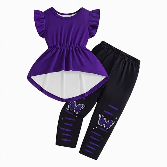 HCNTES Children Girls Clothes T-Shirt Top + Pants 2pcs Outfit Set Kids Girl Summer Clothing Size 3T 4T 5T 6T Little Girls School Clothing Set 4th of July Outfits for Girls
