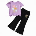 thumbnail image 1 of HCNTES Children Girls' Clothing Sets Kids Girls Fashion Short Sleeve Crew Neck Tops Wide Leg Pants Sweatsuit with Pocket Little Girls Summer School Clothing Set(D01-K,6-7 Years), 1 of 4