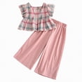 thumbnail image 1 of HCNTES Children Girls Spring Summer Clothes 2 Piece Outfit Set T-Shirt Top + Cargo Pants Litlle Girl School Clothing Set Size 3-8Y(D01-Watermelon Red,6-7 Years), 1 of 9