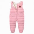 thumbnail image 1 of HCNTES Children's Insulated Snowsuit with Adjustable Shoulder Straps Kids Winter Bib Overalls for Snow Fun(A-Pink,12-24 Months), 1 of 6