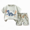 thumbnail image 1 of HCNTES The Children's Short Sleeve Top and Shorts 2 Piece Pajama Set Boys and Girls Loungewear Spring Summer Pajamas Soft Cute Set For 2t 3t 4t 5t 6t 7t Summer Pjs Kids(Y01-Light Gray,4-5 Years), 1 of 4